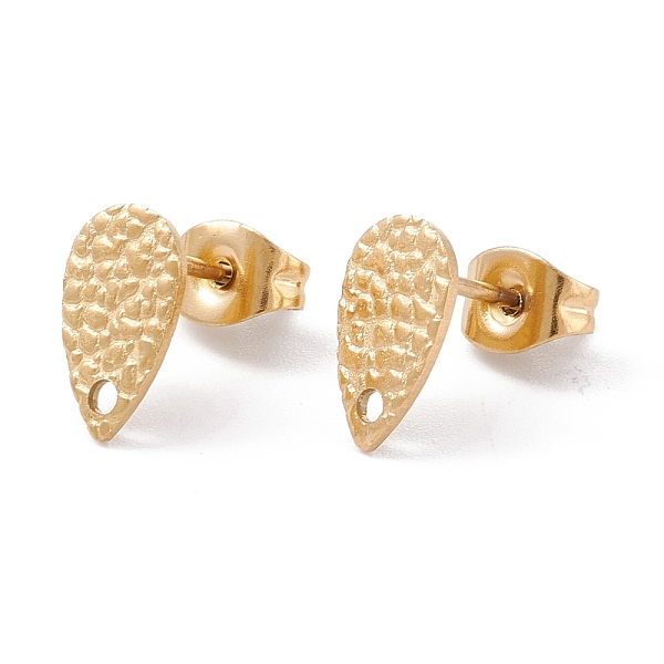

PandaHall Ion Plating(IP) 304 Stainless Steel Stud Earring Findings, Textured Teardrop, Golden, 10x6mm, Pin: 0.7mm 304 Stainless Steel...