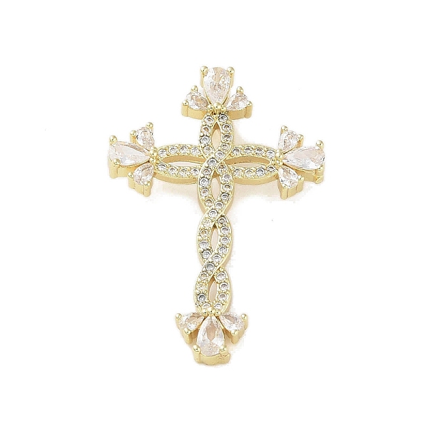 

PandaHall Real 18K Gold Plated Brass Micro Pave Cubic Zirconia Pendants, with Glass, Cross, Clear, 36x25x7mm, Hole: 2.5x4.5mm Brass+Cubic...
