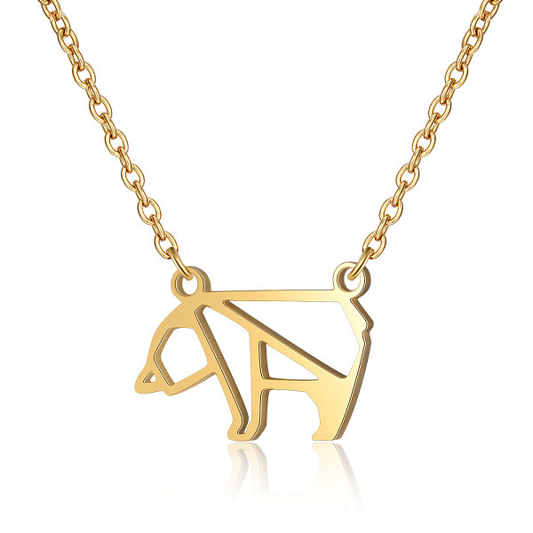 

PandaHall 201 Stainless Steel Pendant Necklaces, with Cable Chains, White Bear, Golden, 16.5 inch(42cm), 1.5mm, Bear: 11x16x1mm 201...