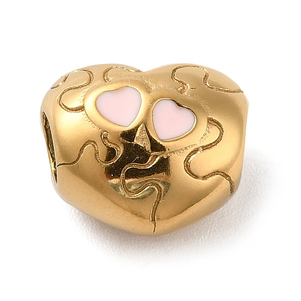 

PandaHall Ion Plating(IP) 304 Stainless Steel Enamel European Beads, Large Hole Beads, Puzzle Heart, Golden, 10.5x12.5x8mm, Hole: 4mm 304...
