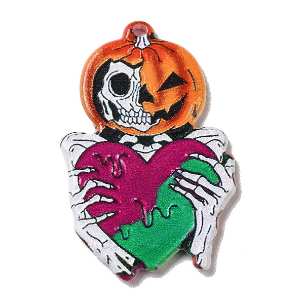 

PandaHall Opaque Double-sided Printed Acrylic Pendants, for Halloween, Pumpkin, 42x27x2.5mm, Hole: 2mm Acrylic Pumpkin