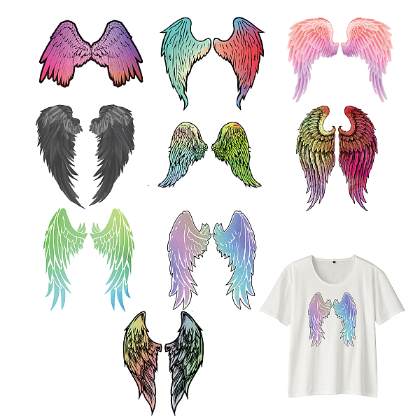 

PandaHall 9 Pcs Wing Theme Heat Transfer Stickers, 9 Styles Wing Iron On Patches DIY Heat Transfer Vinyls Stickers Sew On Decals for..., Multicolor