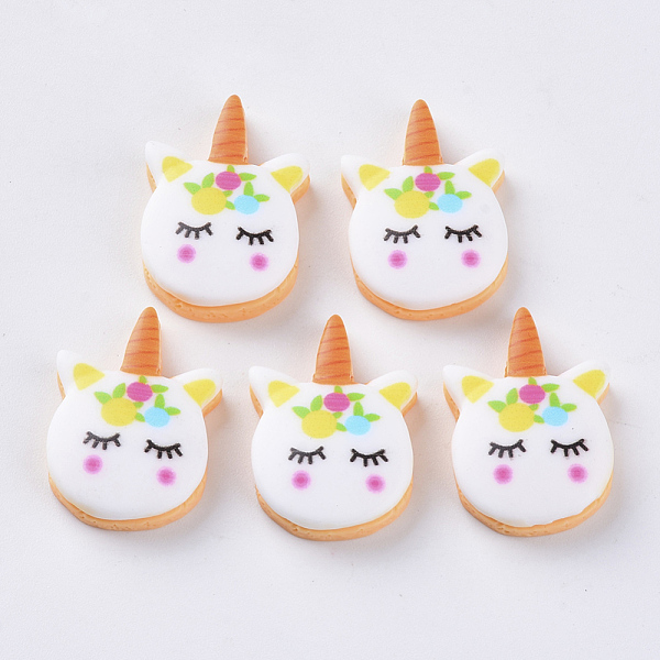 

PandaHall Resin Cabochons, Unicorn, Colorful, 22.5x16x6mm Resin Unicorn