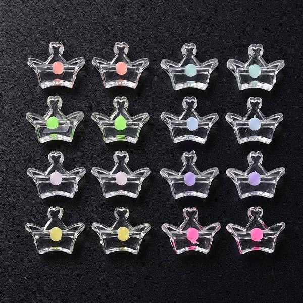 

PandaHall Transparent Acrylic Beads, Bead in Bead, Crown, Mixed Color, 14x17.5x7mm, Hole: 2mm, about 581pcs/500g Acrylic Crown Multicolor