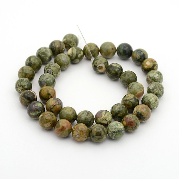 

PandaHall Natural Rhyolite Jasper Round Bead Strands, 8mm, Hole: 1mm, about 24pcs/strand, 7.5 inch Rhyolite Jasper Round