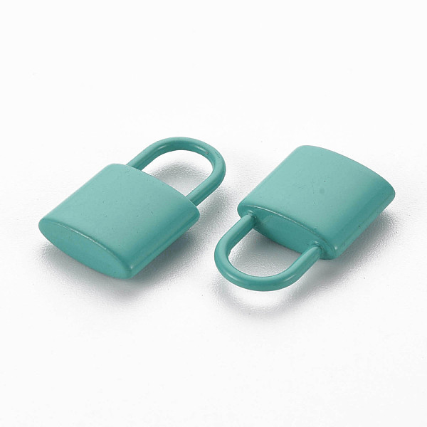 

PandaHall Spray Painted Alloy Pendants, Cadmium Free & Lead Free, Padlock, Dark Cyan, 18.5x11x4mm, Hole: 5.5x6mm Alloy Lock