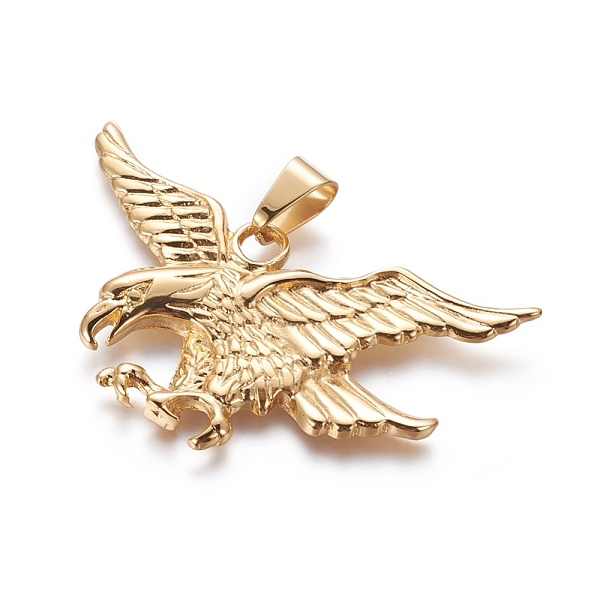 

PandaHall Ion Plating(IP) 304 Stainless Steel Big Pendants, Eagle, Golden, 44x69x2mm, Hole: 6x11mm 304 Stainless Steel Bird