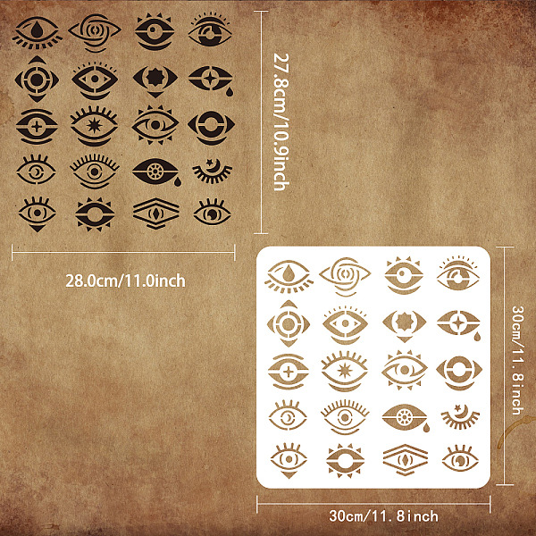 

PandaHall FINGERINSPIRE Evil Eye Stencil 30x30cm Reusable Evil Eyes Pattern Drawing Stencil Devil's Eye Painting Template Eyes Stencil for..., White
