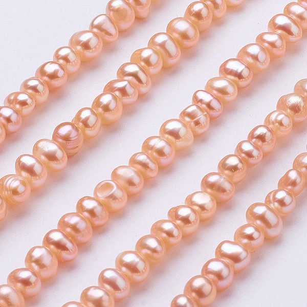 

PandaHall Natural Cultured Freshwater Pearl Beads Strands, Potato, Light Salmon, 2.5~4.5x4.5~6mm, Hole: 0.7mm, about 87~90pcs/strand...