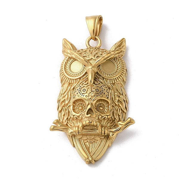 

PandaHall Vacuum Plating 304 Stainless Steel Big Pendants, Owl with Skull Charms, Golden, 51.5x32x11mm, Hole: 9x5mm 304 Stainless Steel Owl