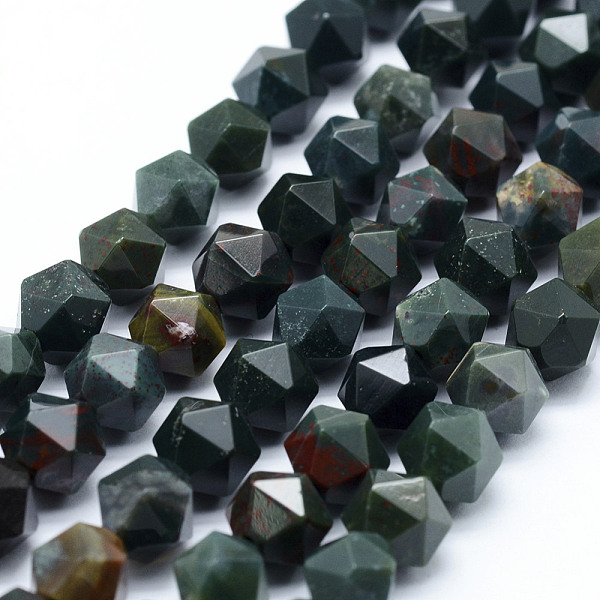 

PandaHall Natural Bloodstone Beads Strands, Heliotrope Stone Beads, Star Cut Round Beads, Faceted, 10~10.5mm, Hole: 1mm, about..., Green