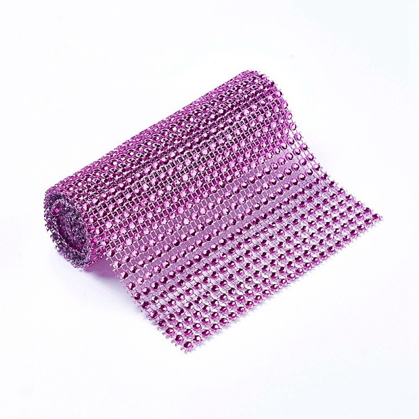 

PandaHall Plastic 24 Rows Rhinestone Mesh Wrap Roll, Cake Wedding Decoration, Medium Orchid, 90.5~91.5x11.8cm, about 4mm in diameter..., Purple