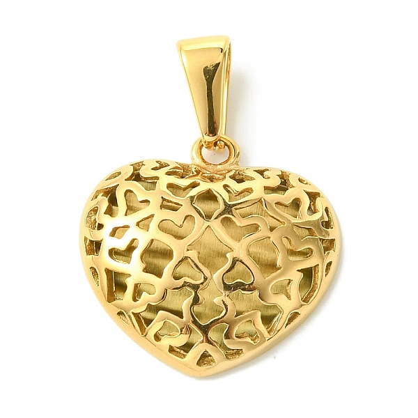 

PandaHall Vacuum Plating 304 Stainless Steel Pendants, Hollow Heart Charm, Golden, 24x24x6mm, Hole: 9x5mm 304 Stainless Steel Heart