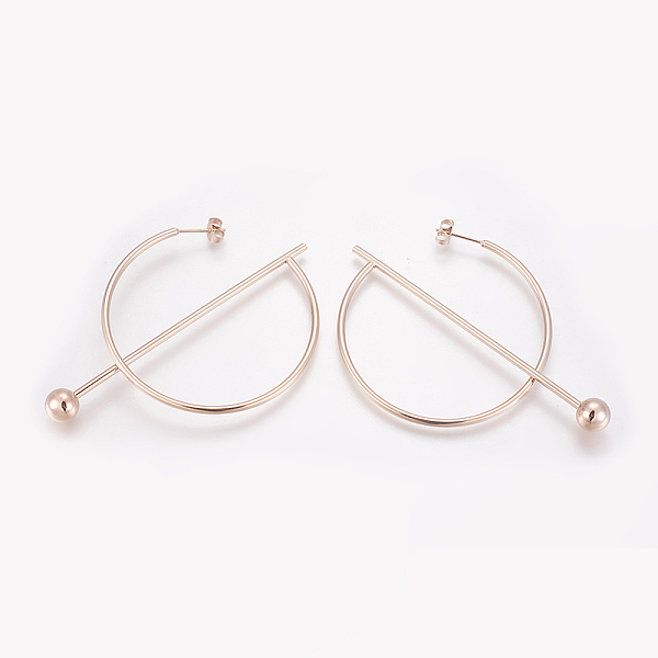 

PandaHall 304 Stainless Steel Stud Earrings, Half Hoop Earrings, Hypoallergenic Earrings, Rose Gold, 51x75x8mm, Pin: 0.8mm 304 Stainless...