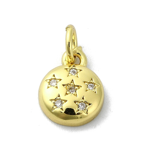 

PandaHall Brass Micro Pave Clear Cubic Zirconia Charms, Round, 11x8.5x2.5mm, Hole: 3mm Brass+Cubic Zirconia Round Clear
