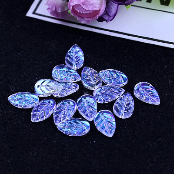 

PandaHall Lampwork Pendants, Leaf, Lavender, 18x11mm, about 93~107pcs/bag Lampwork Leaf Purple