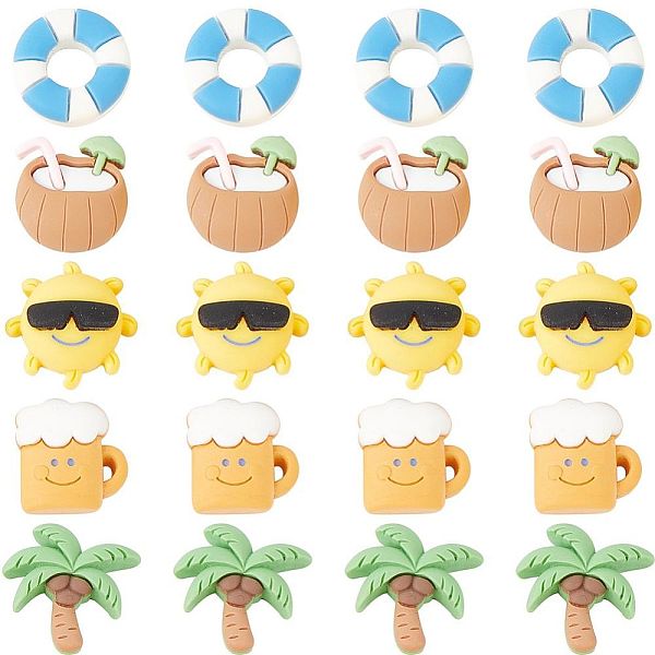 

PandaHall SUNNYCLUE 60Pcs Summer Resin Charms Beach Flat Back Charms Ocean Hawaii Cabochons Beach Flatbacks Charms Flatback Cabochons for..., Multicolor