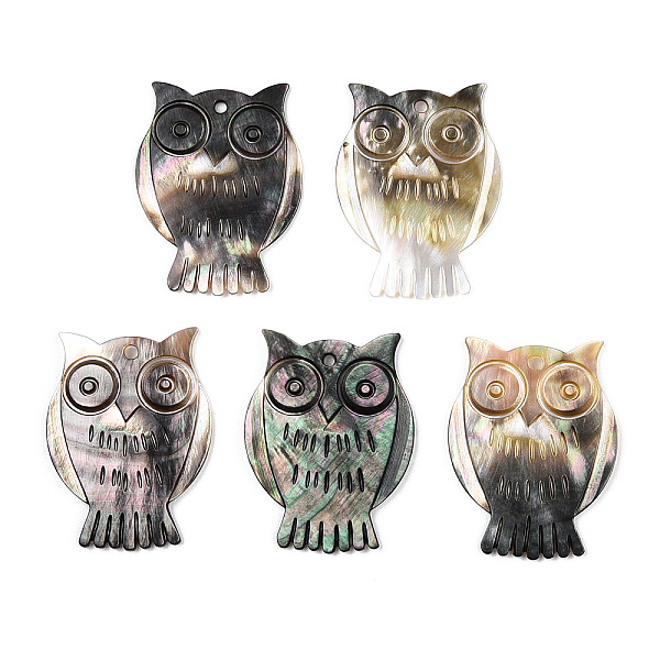 

PandaHall Sea Shell Pendants, Owl, Coconut Brown, 39~40x27.5~30x1.5~2.5mm, Hole: 1.8~2mm Other Sea Shell Owl Brown
