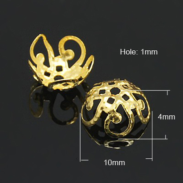 

PandaHall Iron Bead Caps, Golden, 10x4mm, Hole: 1mm Iron