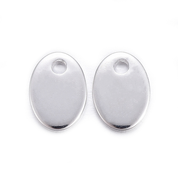 

PandaHall 201 Stainless Steel Charms, Stamping Blank Tag, Oval, Silver Color Plated, 7x5x0.8mm, Hole: 1mm 201 Stainless Steel Oval