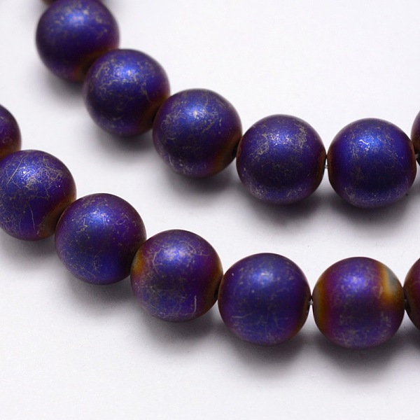 

PandaHall Electroplate Non-magnetic Synthetic Hematite Beads Strands, Matte Style, Round, Purple Plated, 8mm, Hole: 1.5mm, about...