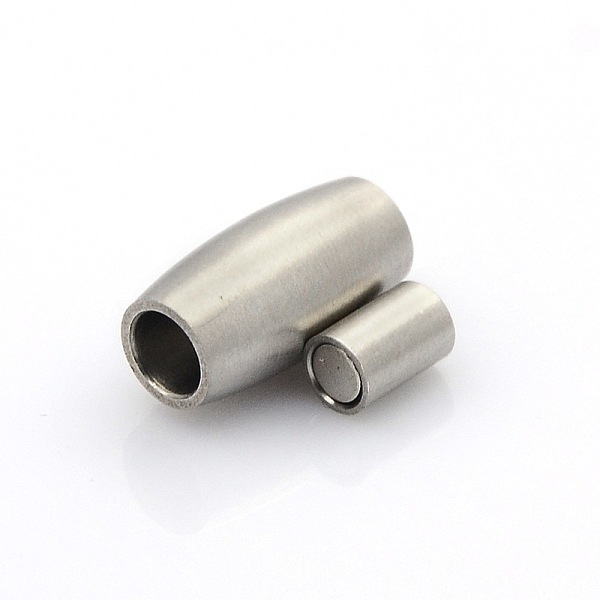 

PandaHall 304 Stainless Steel Matte Surface Magnetic Clasps with Glue-in Ends, Barrel, Stainless Steel Color, 14x7mm, Hole: 3mm 304...
