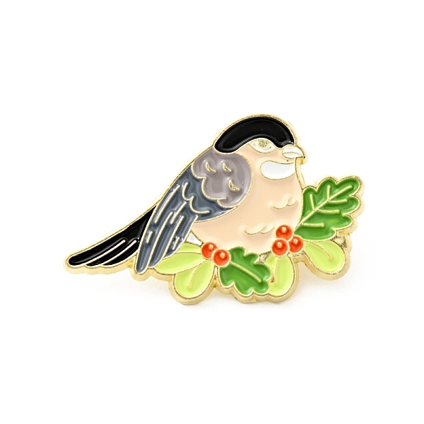 

PandaHall Bird with Branch Enamel Pin, Gold Plated Alloy Animal Badge for Backpack Clothes, Colorful, 19x31x1.5mm Alloy+Enamel
