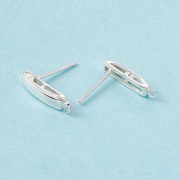 

PandaHall Brass Stud Earring Findings, with Horizontal Loops, Rectangle, Cadmium Free & Lead Free, 925 Sterling Silver Plated, 14.5x3mm...