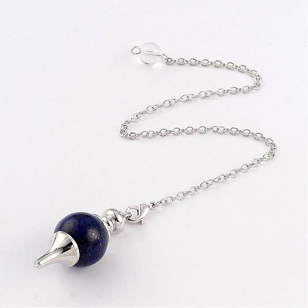 

PandaHall Natural Lapis Lazuli Sphere Dowsing Pendulums, with Platinum Tone Brass Cross Chain & Lobster Claw Clasps, 225~240mm Lapis Lazuli...