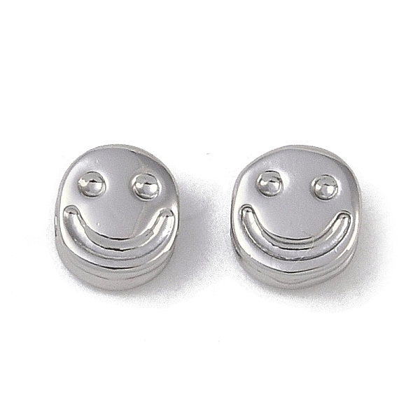 

PandaHall Brass Beads, Smiling Face, Platinum, 6x5x2.5mm, Hole: 0.8mm Brass Smiling Face