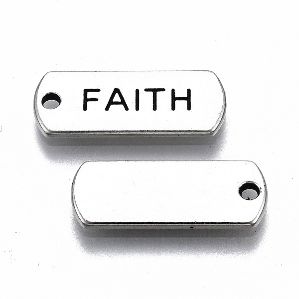 

PandaHall Tibetan Style Alloy Pendants, Lead Free & Cadmium Free, Inspirational Message Charms, Rectangle with Word Faith, Antique Silver...