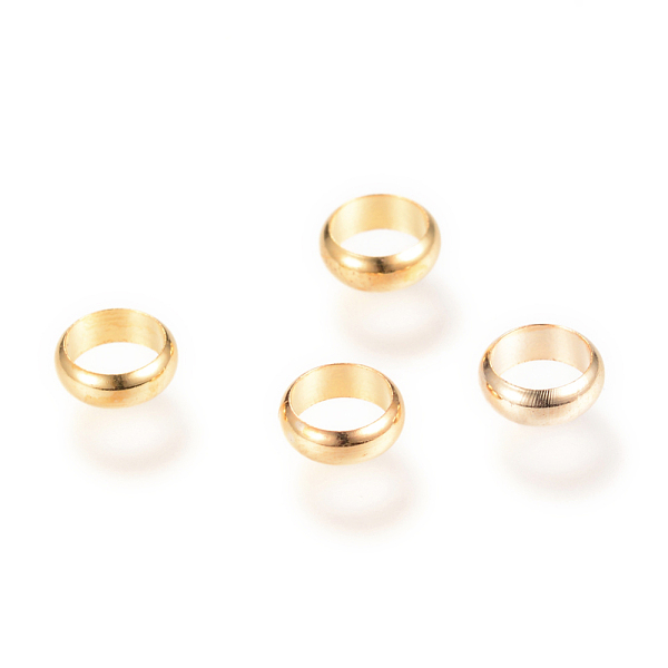 

PandaHall Brass Spacer Beads, Ring, Golden, 6.5x2.5mm, Hole: 5mm Brass Ring