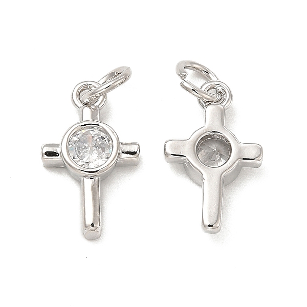 

PandaHall Brass Micro Pave Cubic Zirconia Charms, Religion Cross Charm, with Jump Ring, Platinum, 14x8.5x3mm, Hole: 3.3mm Brass+Cubic..., Clear