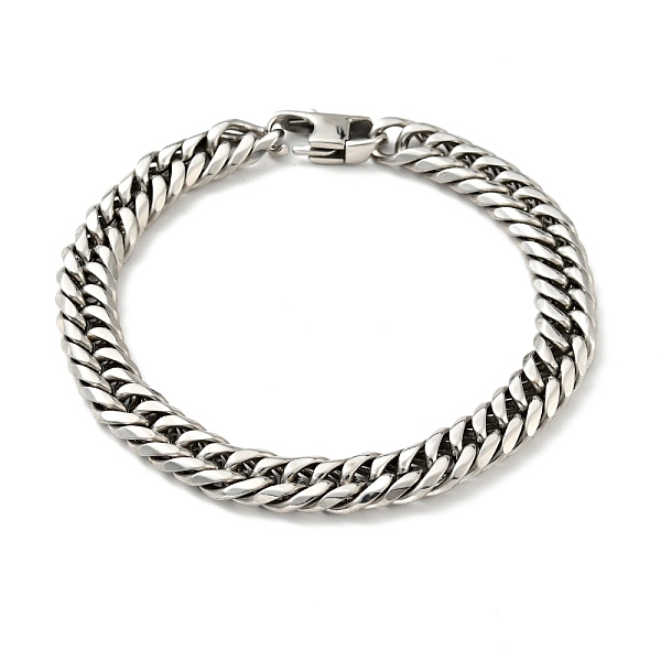 

PandaHall 201 Stainless Steel Cuban Link Chains Bracelet for Men Women, Stainless Steel Color, 7-3/4 inch(19.7cm) 201 Stainless Steel