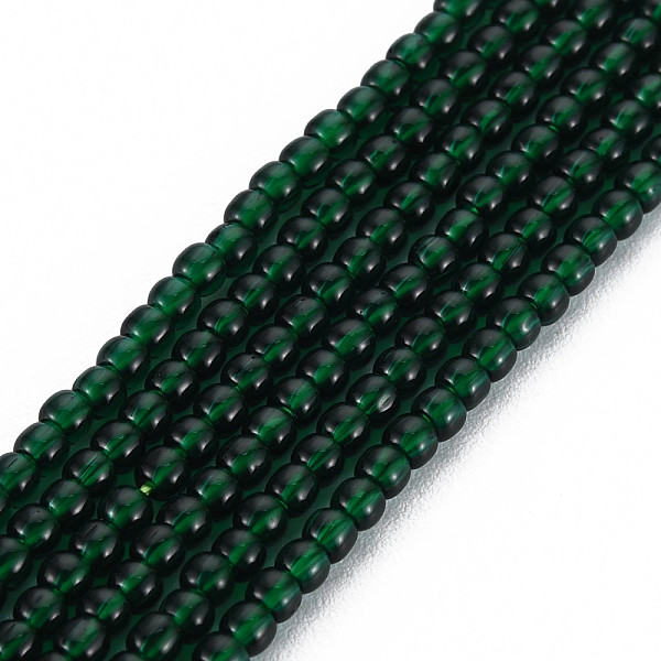 

PandaHall Glass Beads Strands, Round, Dark Green, 2mm, Hole: 0.6mm, about 185~206pcs/strand, 14.37~14.76 inch(36.5~37.5cm) Glass Round
