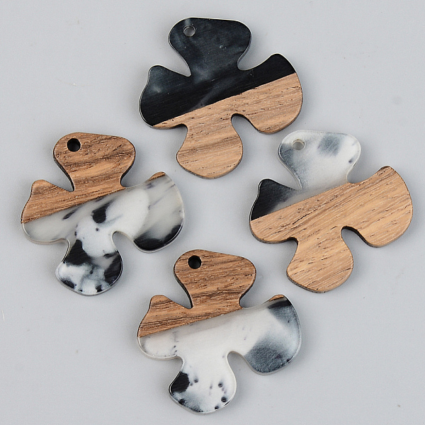 

PandaHall Resin & Walnut Wood Pendants, Flower, Orange, 28x28x3mm, Hole: 2mm Resin+Wood Flower Orange