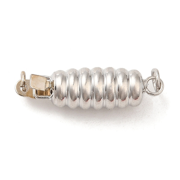 

PandaHall Rack Plating Brass Box Clasps, Grooved Column, Long-Lasting Plated, 1-Strand, 2-Hole, Platinum, 18x6mm Brass Column