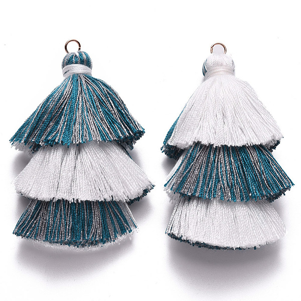

PandaHall Cotton Tassel Big Pendant Decorations, with Light Gold Plated Iron Jump Rings, Creamy White, 70~75x22~30x22~30mm, Hole: 4.5mm...