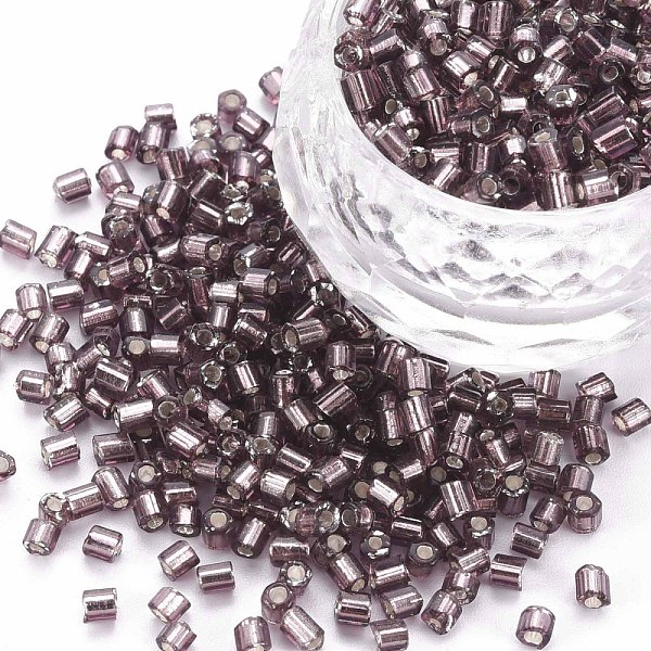 

PandaHall 8/0 Glass Bugle Beads, Silver Lined, Rosy Brown, 2.5~3x2.5mm, Hole: 1mm, about 15000pcs/pound Glass