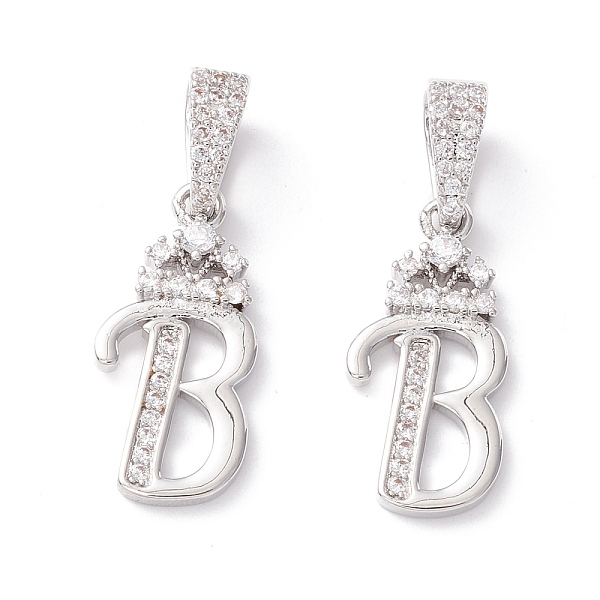 

PandaHall Eco-Friendly Brass Micro Pave Cubic Zirconia Pendants, Long-Lasting Plated, Real Platinum Plated, Cadmium Free & Lead Free, Letter...