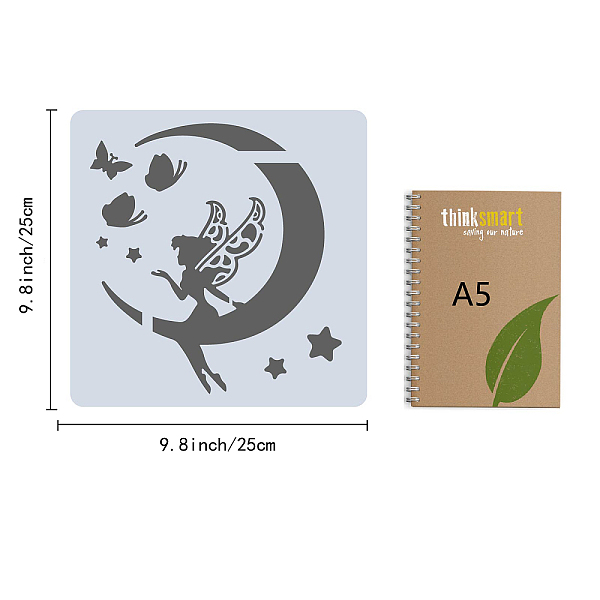 

PandaHall GORGECRAFT 9.9"X9.9"Fairy Stencil Angel Butterfly Template Moon Star Reusable Templates Plastic Drawing Painting Stencils Template...