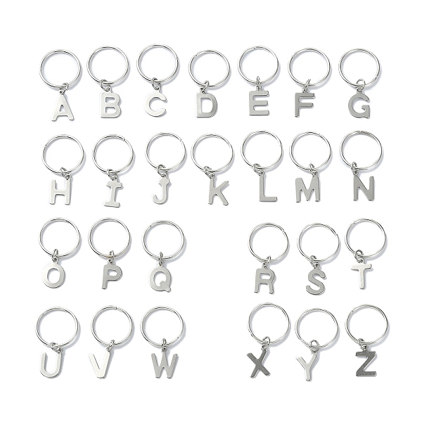 

PandaHall 26Pcs 201 Stainless Steel Braiding Hair Pendants Decoration Clips, for Hair Styling, with Iron Jump Rings, Letter A~Z, 30~32mm 201...