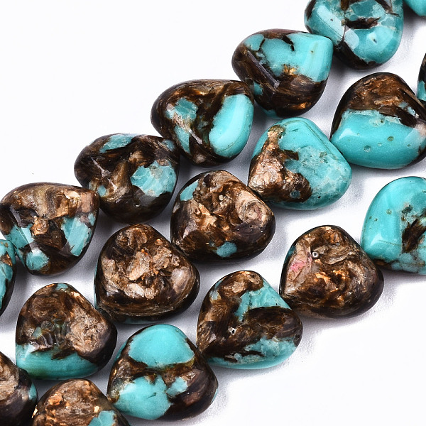 

PandaHall Assembled Natural Bronzite and Synthetic Turquoise Beads Strands, Heart, 9~10x10x5mm, Hole: 1.2mm, about 44~45pcs/strand...