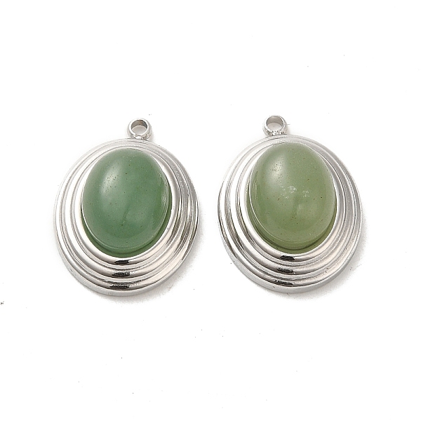 

PandaHall Natural Green Aventurine Pendants, 304 Stainless Steel Oval Charms, Stainless Steel Color, 18.5x13.5x8mm, Hole: 1.4mm Green...