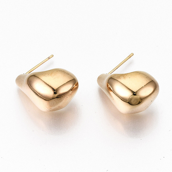 

PandaHall Brass Half Hoop Earrings, Stud Earring, Nickel Free, Real 18K Gold Plated, 17.5x22x13mm, Pin: 0.7mm Brass Others