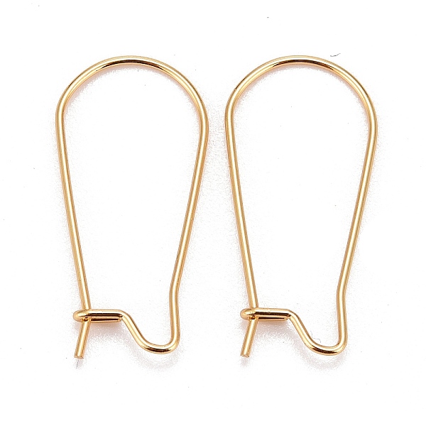 

PandaHall 316 Surgical Stainless Steel Hoop Earring Findings, Kidney Ear Wires, Real 18k Gold Plated, 10 Gauge, 25x12x2.5mm, Pin: 0.7mm 316...
