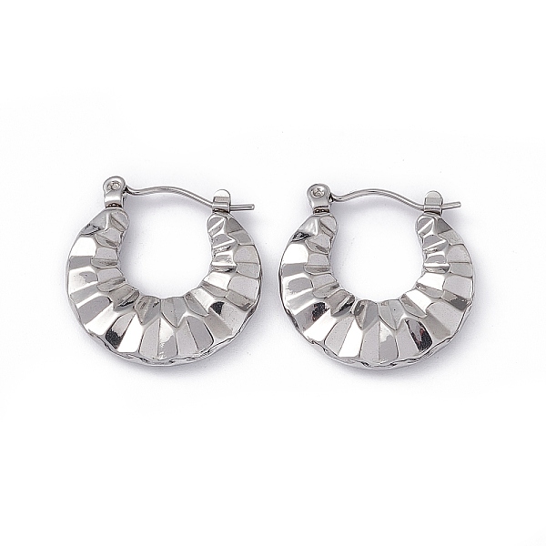 

PandaHall 304 Stainless Steel Croissant Hoop Earrings for Women, Stainless Steel Color, 21x20.5x4mm, Pin: 0.7mm 304 Stainless Steel Donut