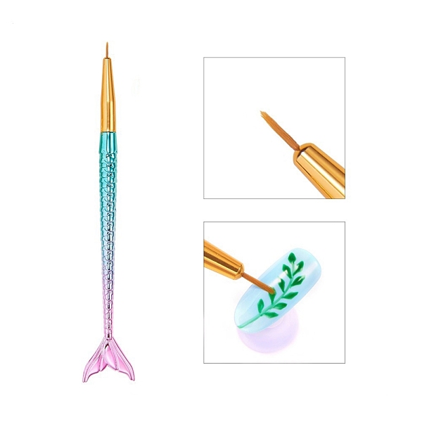 

PandaHall Nail Art Drawing Line Pens, Nylon Fiber Pen Head, Mermaid Fishtail Shape, Colorful, 167x26mm Acrylic