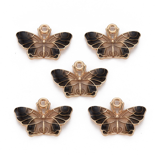 

PandaHall Alloy Enamel Pendants, Light Gold, Cadmium Free & Nickel Free & Lead Free, Butterfly, Black, 15x22x3mm, Hole: 1.6mm Alloy+Enamel...