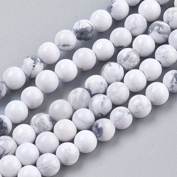 

PandaHall Natural Howlite Beads Strands, Round, White, 4mm, Hole: 0.5mm, about 41pcs/strand, 7.6 inch Howlite Round White